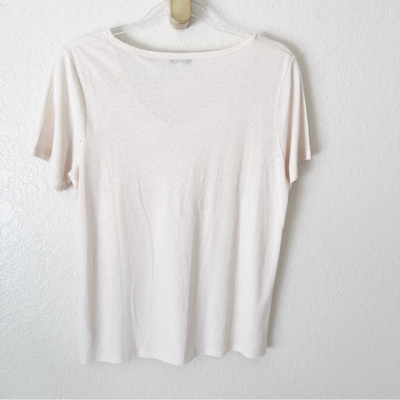 NWT VINCE V NECK LINEN BLEND WOMEN TEE SIZE L - Picture 11 of 12